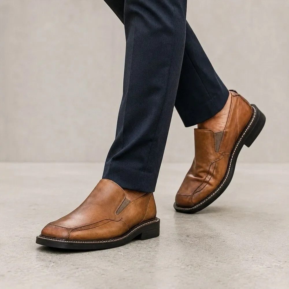 Bottesini Brown Leather Slip On Loafers Italy Men’s 10.5 M Dress Comfort Shoes